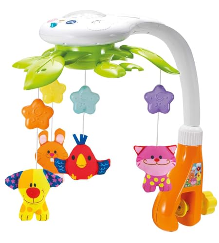 KiddoLab Baby Crib Mobile with Relaxing Music. Includes Ceiling Light Projector with Stars, Animals. Musical Crib Mobile with Timer. Nursery Toys for Babies Ages 0 & Older