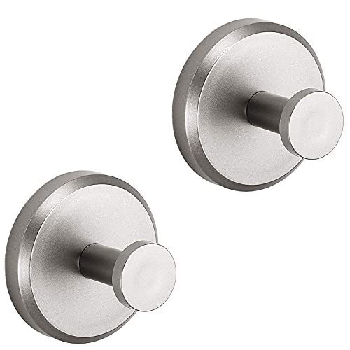 HOME SO Suction Cup Hooks for Shower, Bathroom, Kitchen, Glass Door, Mirror, Tile – Loofah, Towel, Coat, Bath Robe for Hanging up to 15 lbs – Polished Matte Chrome, Brushed Nickel (2-pack)