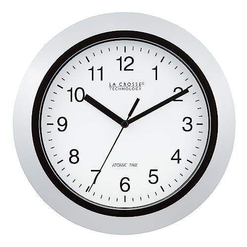 La Crosse Technology Atomic Analog WT-3102S-INT Wall Clock, 10 Inch, Silver