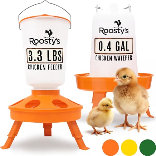 Roosty's - Top Fill 1.5KG Chick Feeder and 1.5L Chick Waterer - Chicken Feeders and Waterers | Small Chicken Feeder and Hanging Chicken Waterer | Duck Feeder, Quail Feeder | Baby Chicken Supplies