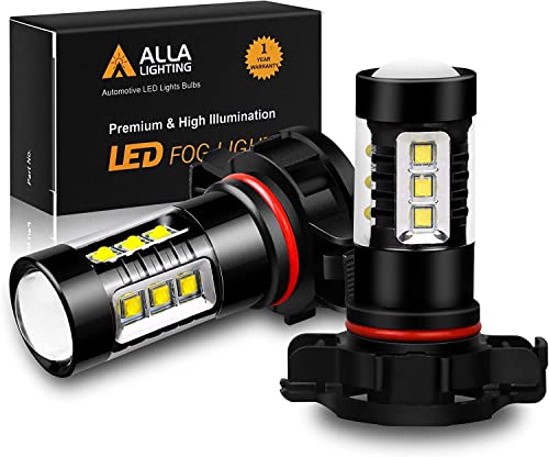 Alla Lighting CANBUS 2504 PSX24W LED Fog Lights Bulbs 12276, 6000K Xenon White Xtreme Super Bright 80W High Power Chipsets12V Replacement