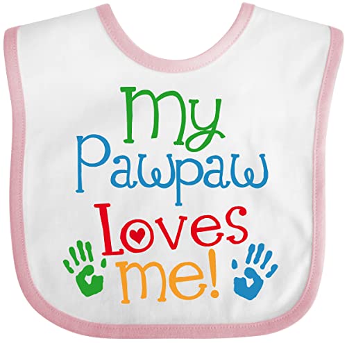 inktastic My Pawpaw Loves Me Baby Bib White and Pink 2fc03