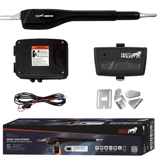 Mighty Mule MM371W Automatic Gate Opener, Smart and Solar Ready, Includes Gate Opener Remote and More-Up to 16ft Long or 550lb, Black, 1 Gate Opener Kit