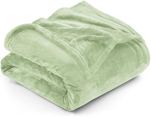 Utopia Bedding Fleece Blanket Queen Size Sage Green 300GSM Luxury Fuzzy Soft Anti-Static Microfiber Bed Blanket (90x90 Inches)