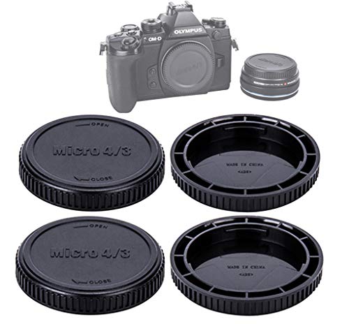 (2 Packs) JJC M43 Lens Rear Cap Camera Body Cap, MFT Rear Lense Protective Cap, Micro Four Thirds Dust Sensor Cover, Compatible with Olympus / Panasonic Lumix Micro 4/3 Mirrorless Camera