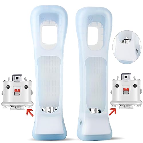 Machine-Ya 2 Pack Wii Motion Plus Adapter,with Silicon Case for wii Remote Controller- External Remote Motion Plus Sensor Controller Wii U Motion Plus (White)