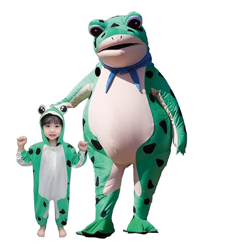 XENYYI frog Costume、mascot costume、 Inflatable Frog Costume 、Cosplay Costume Suit for Adult 、Festival costumes、Funny cartoon animal costumes(Green frog)