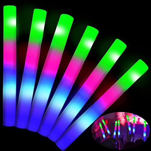 32 Pcs Giant 16 Inch Foam Glow Sticks Party Supplies Favors 3 Modes Color Changing Led Light Sticks Glow Batons Glow In The Dark Accessory for Birthday Wedding Concert Caarnival Party Sport Events