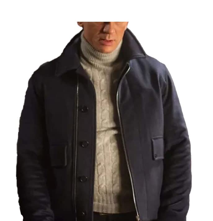 MAFZ Fashion Mens James Spectre Daniel Craig Blue Bond Wool Lightweight Jacket Costume Coat