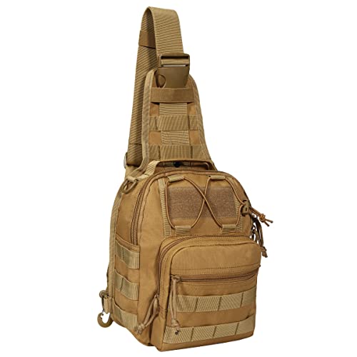 YAKEDA Tactical EDC Backpack Military Sling Backpack Shoulder Bag for Travel,Outdoor,Hiking, (Mud Color)