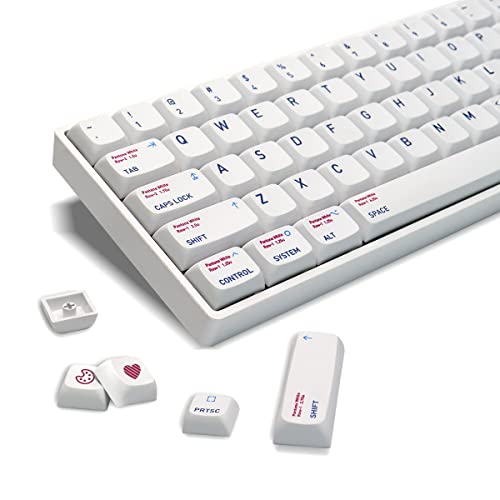 PBT Keycaps 134 Keys, XDA Profile Keycaps, Dye-Sublimation White Custom Keycaps for Cherry Gateron MX Switches Mechanical Keyboards(with 1.75U Shift)