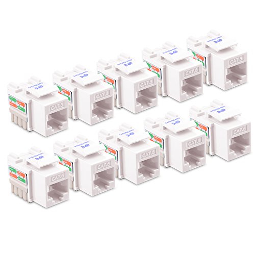 Cable Matters UL Listed 10-Pack RJ45 Keystone Jack, Cat6 Keystone Jacks in White