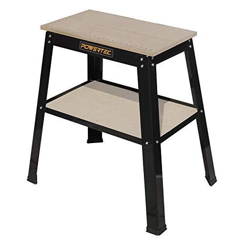 POWERTEC UT1002 Multipurpose Tool Stand, MDF Split Top Expands to 20'x25' w/ Storage Shelf, 32' Table Height for Benchtop Top Machines Planers, Grinders, Band Saw, Belt Sanders, Drill Presses