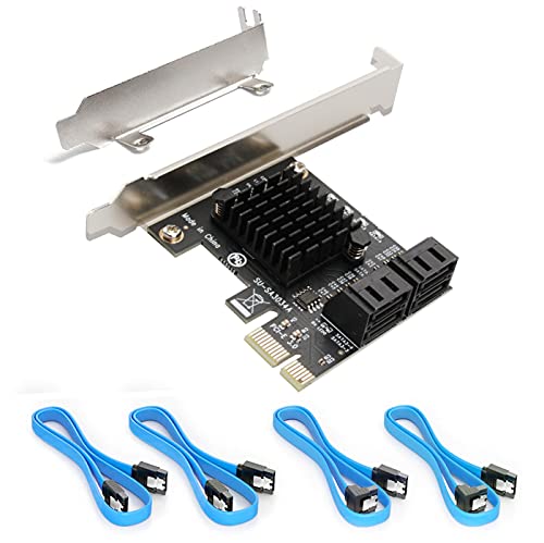 SATA Card, PCIE 3.0, 4 Port with 4 SATA Cable, SATA Controller Expansion Card with Low Profile Bracket, Non-Raid, Boot as System Disk, Support 4 SATA 3.0 Devices