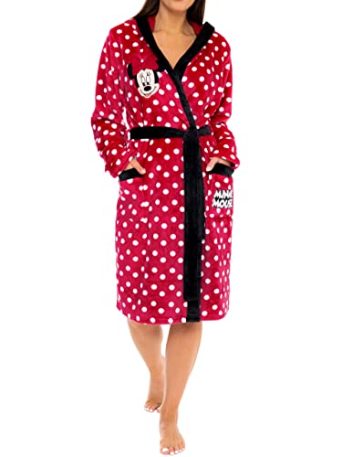 Disney Women's Robe | Minnie Mouse Bathrobe | Fluffy Robe for Women Size Large Red