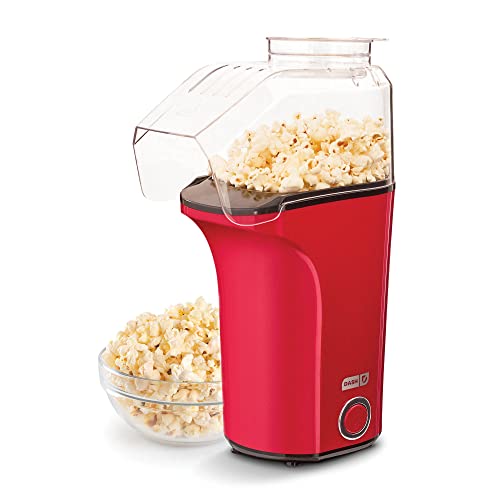DASH Hot Air Popcorn Popper Maker with Measuring Cup to Portion Popping Corn Kernels + Melt Butter, 16 Cups - Red