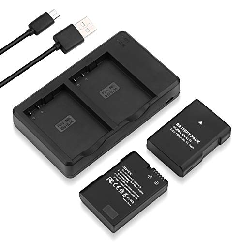 EN-EL14 EN EL14A Battery USB Charger and 2-Pack Rechargeable Batteries Replacement Compatible with Nikon D3100 D3200 D3300 D3400 D3500 D5100 D5200 D5300 D5500 D5600 DF Coolpix P7000 P7100 P7700 P7800