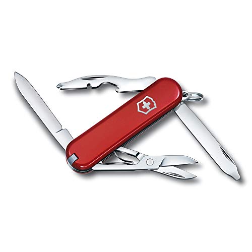 Victorinox Rambler Swiss Army Knife, Compact 10 Function Swiss Made Pocket Knife with Magnetic Phillips Screwdriver, Scissors and Tweezers – Red