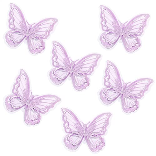 Butterfly Hair Clips Penta Angel 6Pcs Lace Embroidery Flower Butterfly Hair Bow Pins Wedding Hair Accessories for Women Girls Halloween Christmas Party Decor (Light Purple)