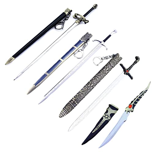 FAYAIALO 8.2 inches Arya Stark Needle Sword Metal Jon Snow Longclaw Jaime Lannister Valyrian Sword Collections Gift (4pcs Set)