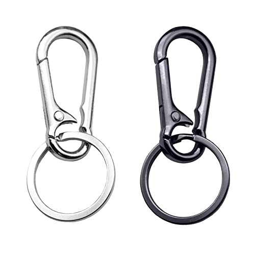 2 Pcs Zinc Keychain Clip Key Ring,Metal Carabiner Clips Keyring Keychains Chain Holder Organizer for Car and Keys Finder,Key Chains for Men Women(Single Ring)