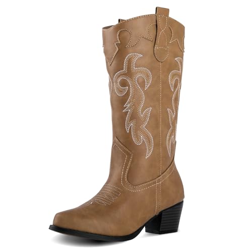 Canyon Trails Cowboy Boots for Women - Traditional Style Cowgirl Boots Comfortable Women Western Boots for Women & Teen Girls - Cowgirl Boots Women, Tan, 9