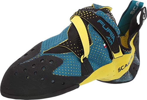 SCARPA Furia Air Rock Climbing Shoes for Sport Climbing and Bouldering - Specialized Performance for Sensitivity and Breathability - Baltic Blue/Yellow - 7