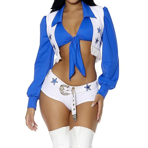 Forplay Women's Field Star Sexy Cheerleader Costume Set, White, S/M