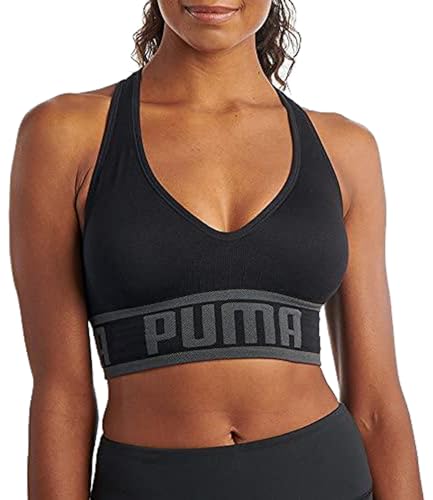 PUMA Women's Seamless Sports Bra, Black, Medium