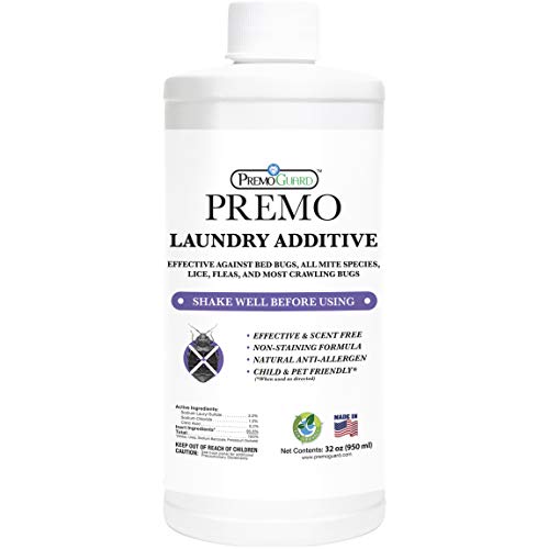 Bed Bug & Mite Liquid Laundry Detergent Additive By Premo Guard – 32 oz – Child & Pet Friendly – Stain & Odor Free – Best Natural Treatment – Industry Approved – Satisfaction Guarantee, Unscented