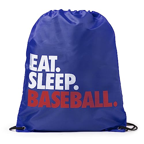 ChalkTalkSPORTS Baseball Sport Pack Drawstring Bag | Eat Sleep Baseball | Royal