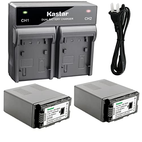 Kastar 2X Battery + Fast Dual Charger Replacement for Panasonic VW-VBG6 AG-AC7 AG-AF100 AG-AC130 AG-AC160 AG-HMC40 AG-HMC43 HMC45A HMC70 HMC80 HMC150 AG-HMC153MC AG-HMC155 AG-HMR10 AG-HSC1U HDC-MDH1