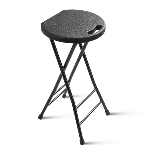 COOZMENT 24-Inch Folding Stool with Handle, Folding Bar Stool with Non-Slip Feet,Folding Chair,Indoor and Outdoor Foldable Stool for Adults,550 lbs Capacity,Kitchen,Game Room(13'×11.5'×24')
