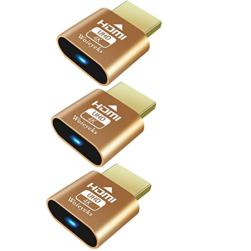 HDMI Dummy Plug（4K UHD） Headless Ghost Adapter,Virtual Monitor Display Emulator Compatible with Windows, Mac OS, Linux Support 4K/2K/1080P Multiple Resolutions(3 Pack)