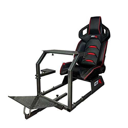 GTR Simulator GTA Model Majestic Black Frame with Adjustable Leatherette Pista Racing Seat Racing Driving Gaming Simulator Cockpit Chair (Pista-Black/Red)