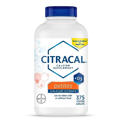 Citracal Petites, Highly Soluble, Easily Digested, 400 mg Calcium Citrate with 500 IU Vitamin D3, Bone Health Supplement for Adults, Relatively Small Easy-to-Swallow Caplets, 375 Count