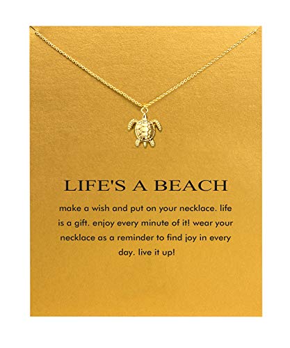 Baydurcan Sea Turtle Necklace Sea Turtle Pendant Chain Necklace with Message Card Gift Card
