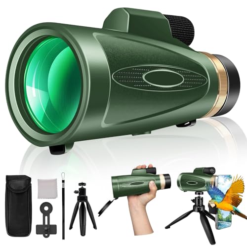 80x100 HD Monocular-Telescope for Adults Larger Vision Monoculars High Powered Smartphone Monocular for Bird Watching Hunting Hiking Camping Wildlife