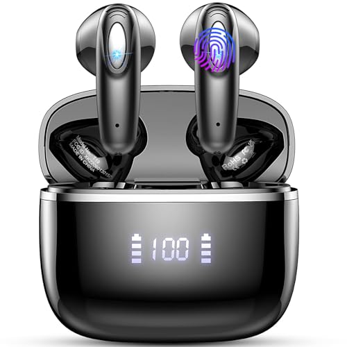 Wireless Earbud, Bluetooth 5.3 Headphones 40H Ear Buds Deep Bass Stereo with Mini Charging Case, Bluetooth Earbud with Dual Mics Call, IP7 Waterproof in-Ear Earphones for Android iOS TV Phone Sports