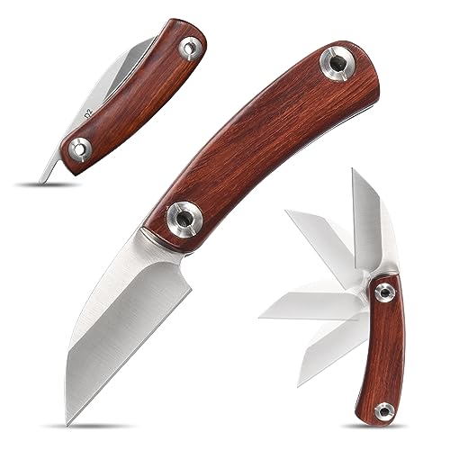Eafengrow EF11 Folding Knife D2 Steel Blade Knife with Wood Handle Pocket Knives