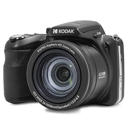 KODAK PIXPRO AZ425-BK 20MP Digital Camera 42X Optical Zoom 24mm Wide Angle Lens 1080P Full HD Video Optical Image Stabilization Li-Ion Battery 3' LCD Vlogging Camera (Black)