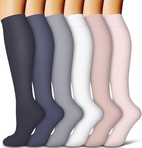 COOLOVER Copper Compression Socks for Women and Men(6 Pairs)-Best Support for Running, Athletic, Nursing, Travel