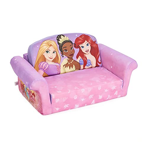Marshmallow Furniture, Children's 2-in-1 Flip Open Foam Compressed Sofa, Disney Princesses