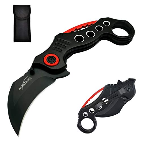 ALBATROSS EDC Cool Spring Assisted Folding Pocket Knives Tactical Sharp Raptor Claw Knife (Black)