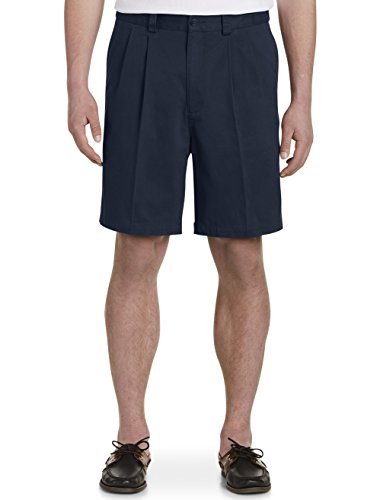 Harbor Bay by DXL Men's Big and Tall Waist-Relaxer Pleated Shorts Midnight Navy x