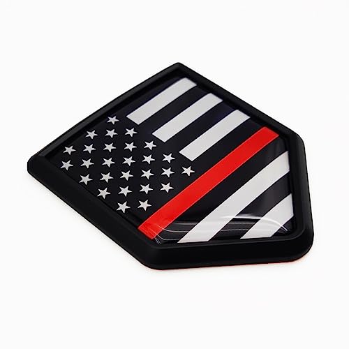 Overdecor Thin Red Line American Flag Decal USA Firefighter Sticker Emblem Flags for Bumper (2 Pack)