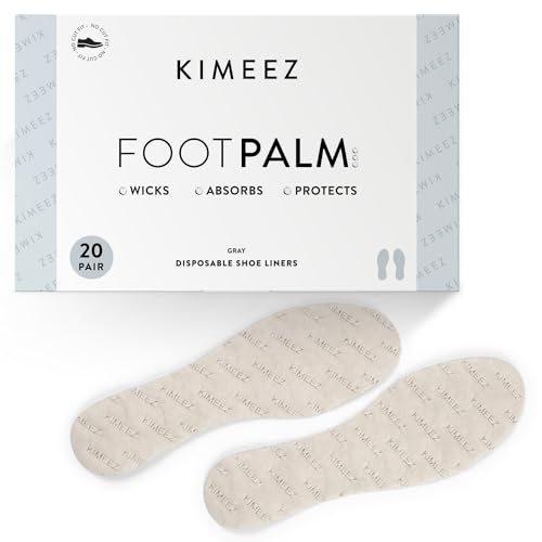 KIMEEZ FOOTPALM Disposable Shoe Liner for Sweaty Feet Pre-Cut No Show Sock Insert for Women & Men Moisture Wick No Slip No Stink Barefoot Shoe Insert Ultra Thin Shoe Insole 20 Pairs (US M11)