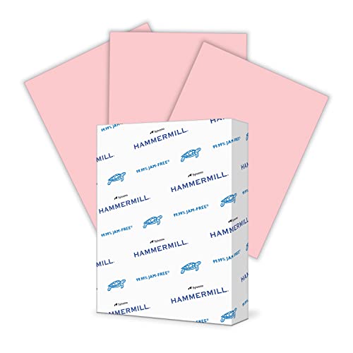 Hammermill Colored Paper, 20lb Pink Printer Paper, 8-1/2 x 11- 1 Ream (500 Sheets) - Made in the USA, Pastel Paper, 103382R