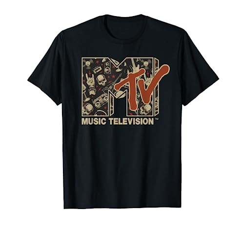 Mademark x MTV - MTV Rock n Roll Music Hard Heavy Metal Skull Guitar Vintage T-Shirt