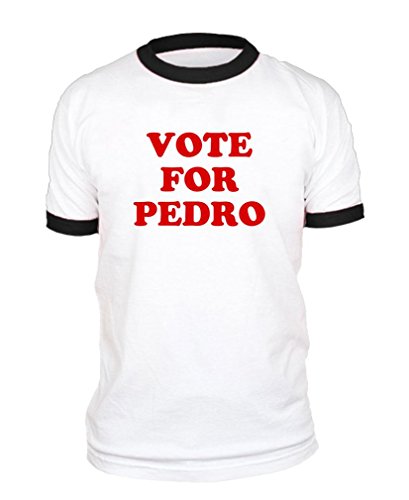 Vote for Pedro Dynamite Funny Election - Cotton Black Ringer TEE, 3XL